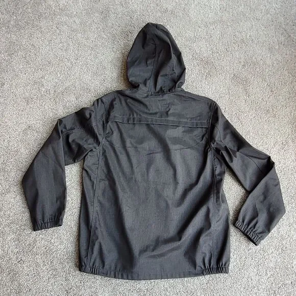 Nomad Jacket Mens Sz M Tech Fleece Lined Hooded Full Zip Snap Pockets Gray READ - Picture 2 of 15